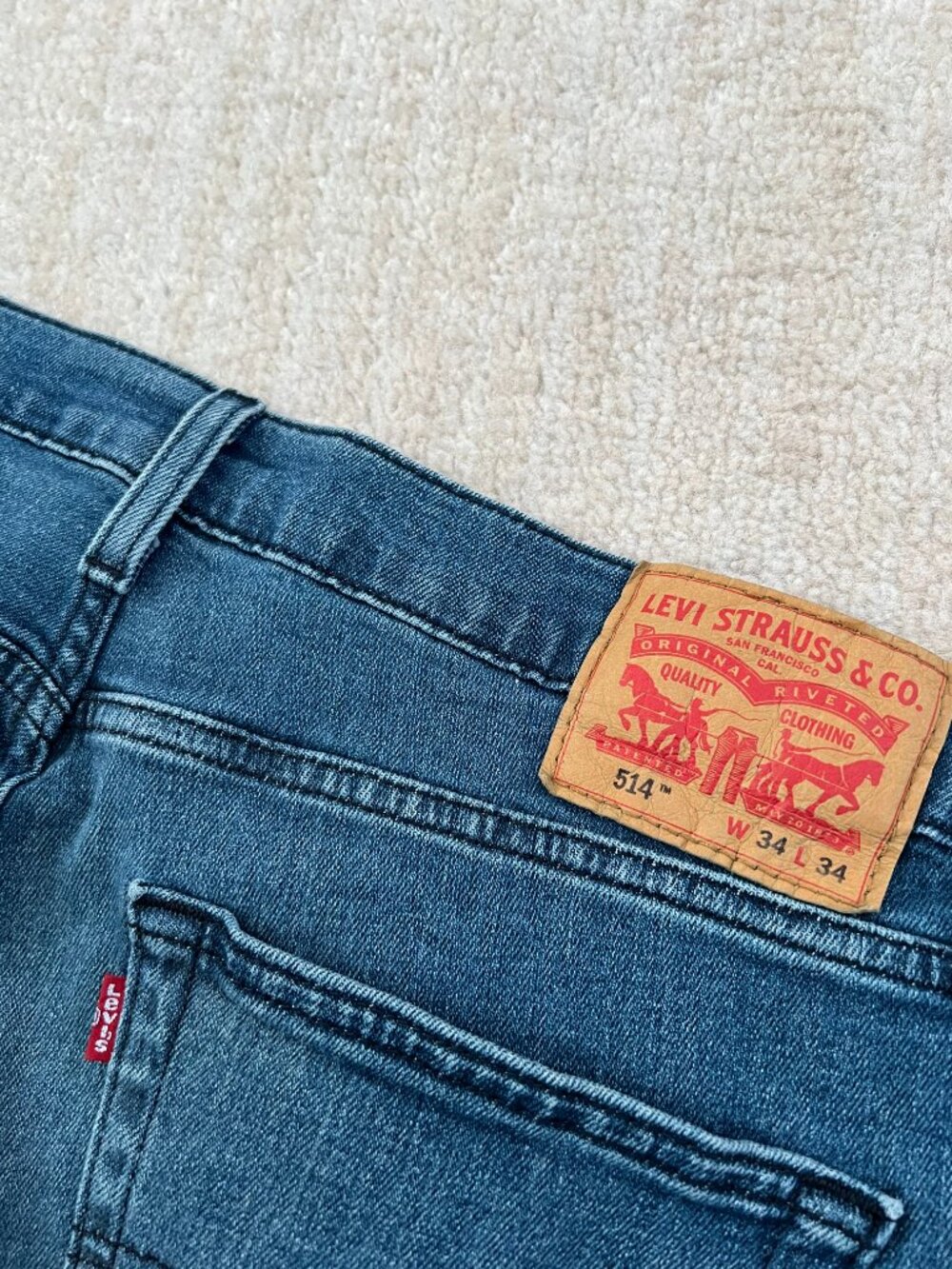 Levi’s 514 Straight Fit Blue Jeans 34 - Picture 2 of 10